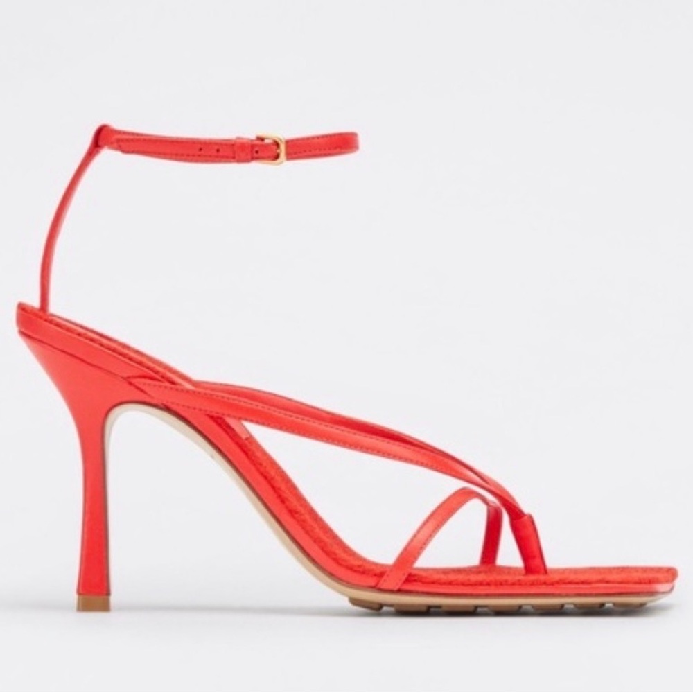 Bottega Veneta Vibrant Red Strappy Heels